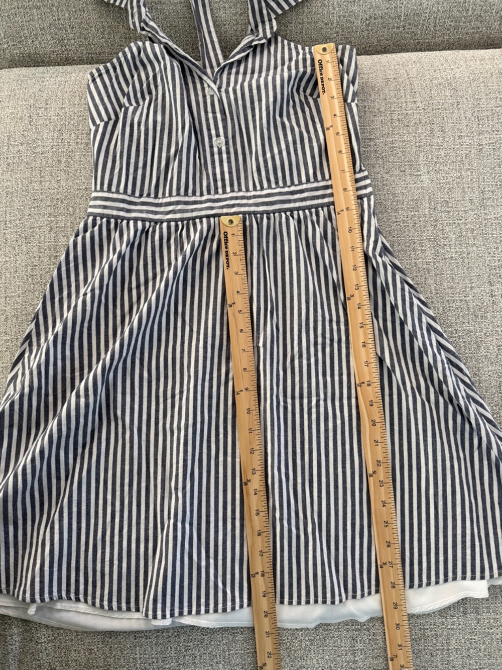 New York & Company Deep Navy and White Striped Midi Dress - Picture 13 of 14